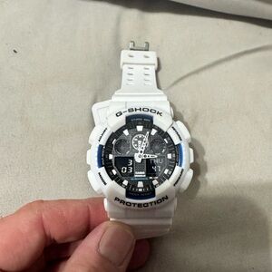 Casio White and black and blue Watch Strap